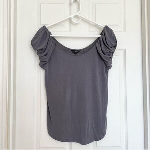 Lucky Brand Gray Cap-Puff Sleeve Scoop Neck Top – Size S